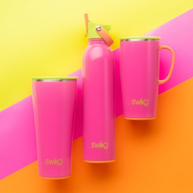 Swig Life 26oz Insulated Water Bottle with Straw & Flip + Sip Handle | Leak Proof, Dishwasher Safe, Cup Holder Friendly, Stainless Steel Water Bottle in Tutti Frutti