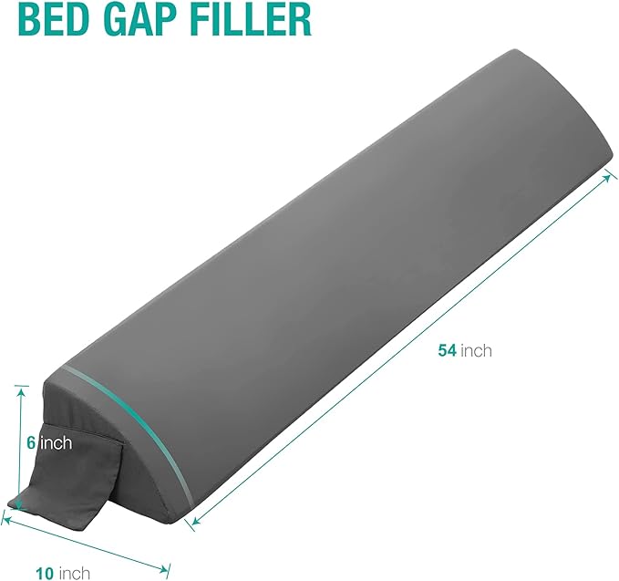 Vekkia Full Wedge Pillow Headboard/Bed Wedge Pillow for Headboard/Bed Gap Filler/Headboard Pillow,Pillow Wedge for Headboard Gap(0-6"),Stop Loosing Your Pillows,Phone(Gray 54"x10"x6")