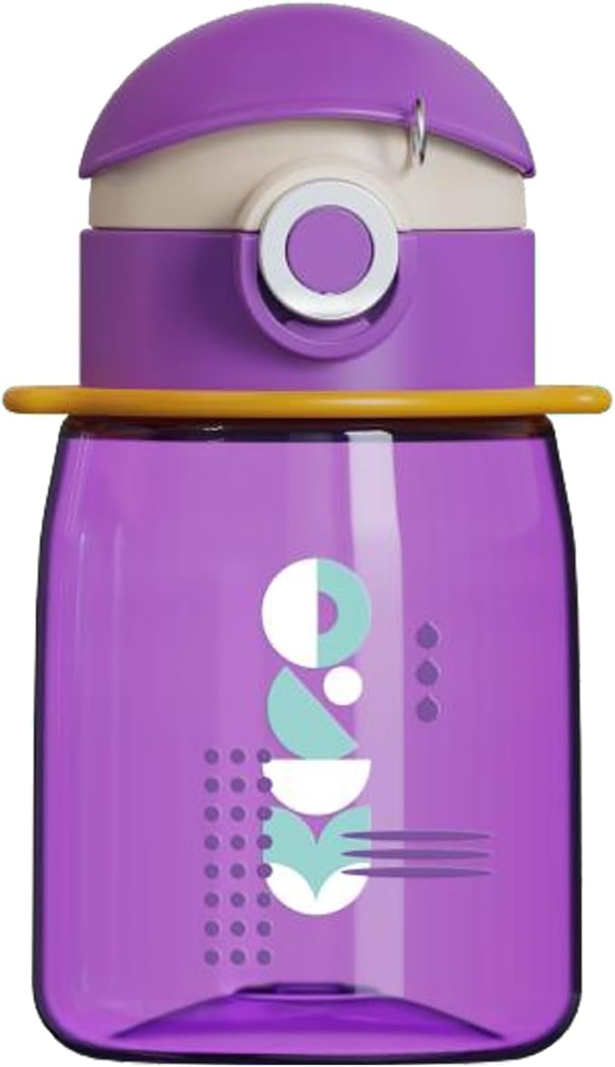 Exquisite Water Bottle with Lid - Durable & Modern Design - Easy Open Button & Carrying Lanyard – Tritan BPA Free Pure Plastic & Dishwasher Safe, Kids Cup (16.9 Oz)