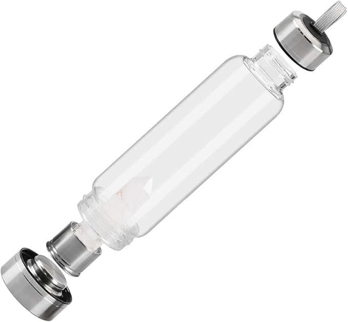Crystal Glass Water Bottle Energy Quartz Gemstone Water Bottle with Changeable Natural Crystal Center for Healing and Wellness