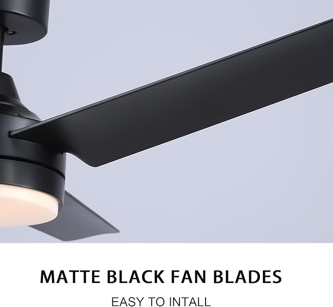 Black Ceiling Fans with Lights and Remote Control,Modern 52 Inch Ceiling Fans with Lights and 6-Speed Modes -Adjustable Dimming - DC Motor - Perfect for Living Room, Bedroom,Dining Room