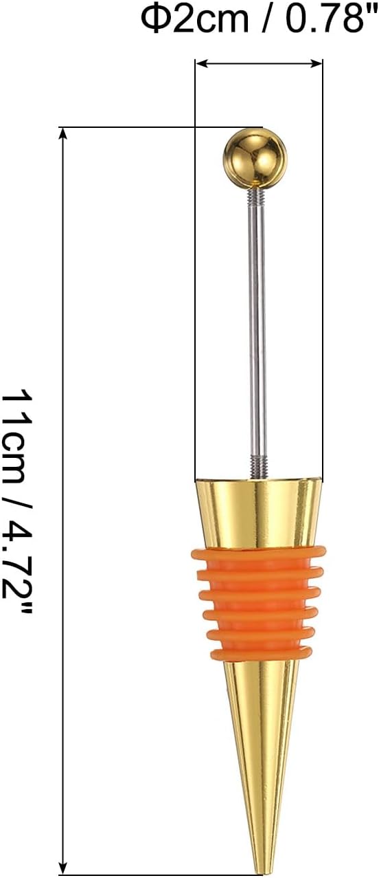 uxcell 10 Pcs Bead Wine Bottle Corks, Wine Stopper Cork, Wine Stopper, Reusable Wine Bottle Corks Sealing Plug Bottle for Beverage Holiday Party Bar,Gold/Orange