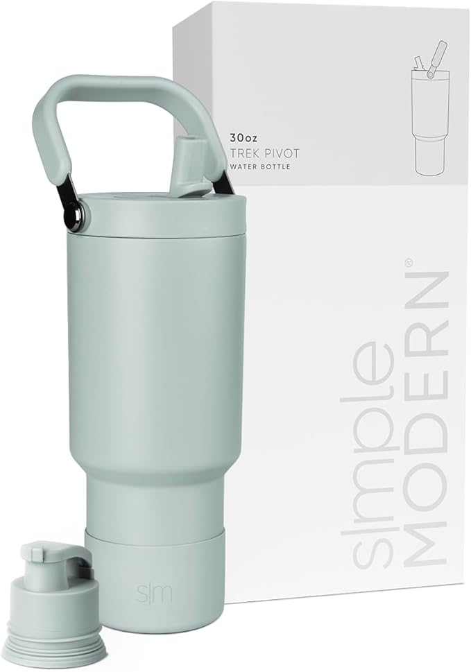 Simple Modern Trek Pivot | 30oz Flip Straw Tumbler with Handle | Water Bottle & Boot | Interchangeable Straw & Chug Lids | Insulated Stainless Steel Jug | Gym Sports Outdoors | Sea Glass Sage