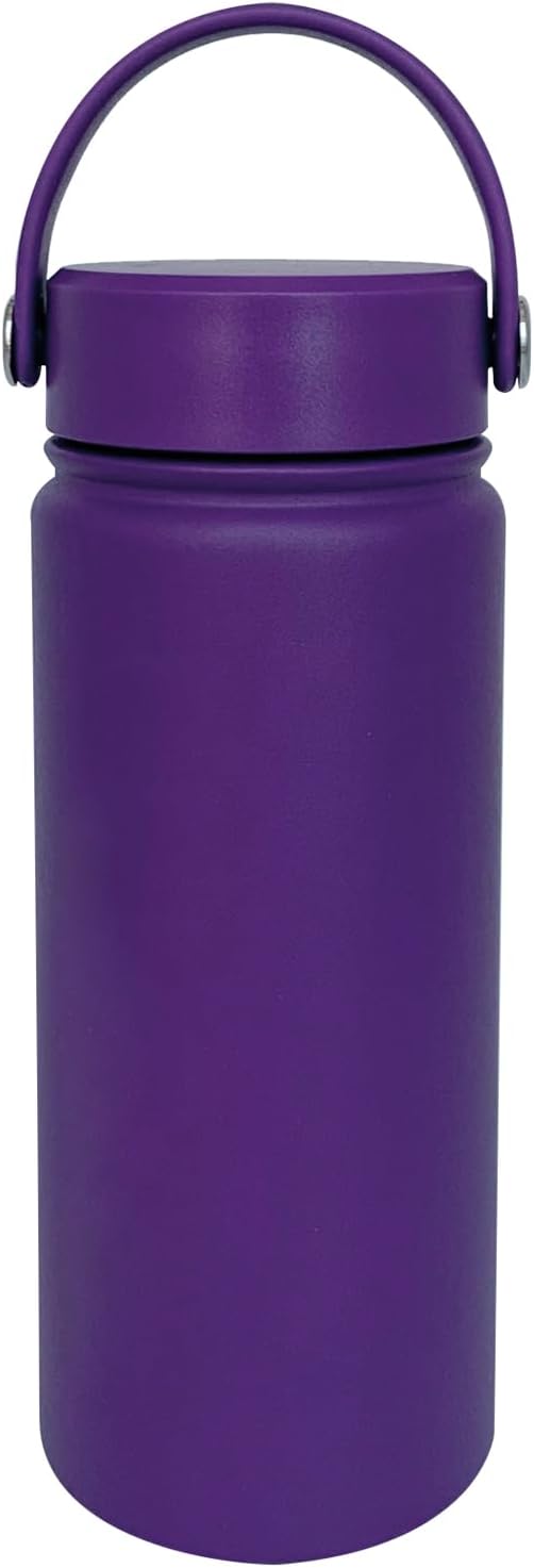 18oz Insulated Water Bottle ,Stainless Steel Sports Water Cup Flask with 2 Lids, Wide Mouth Travel Thermal Mug,Outdoor Sports Bottle(Purple)
