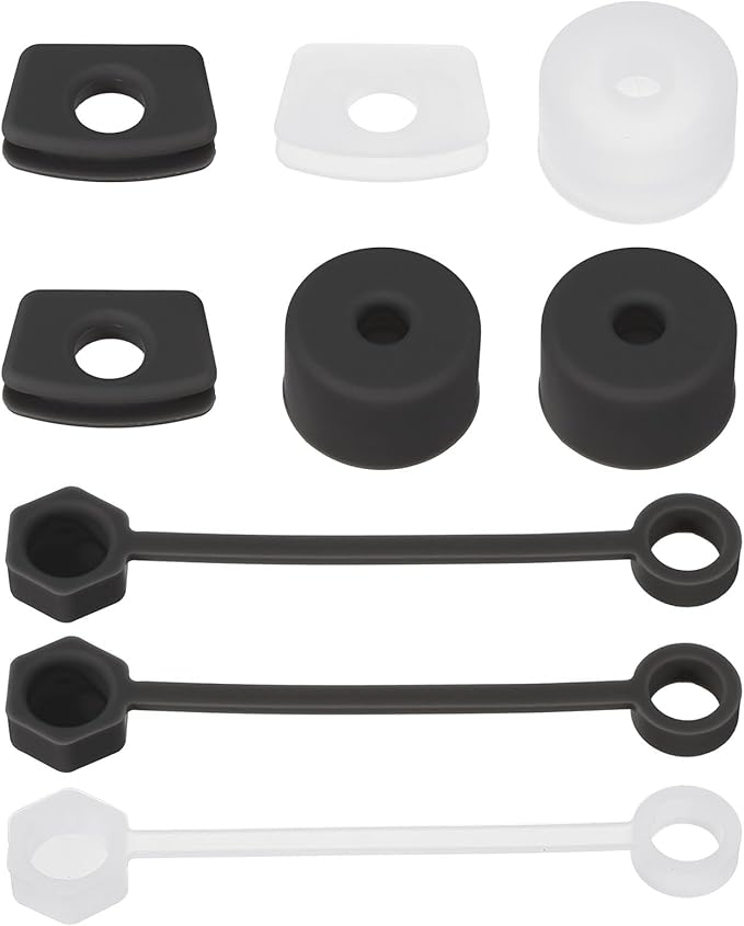 PATIKIL Silicone Spill Stopper for Straw Cup 1.0 2.0 40oz/ 30oz, Set of 9 Tumbler Accessories Including 3 Straw Cover Cap, 3 Square Spill Stopper and 3 Round Leak Stopper, Clear/Black