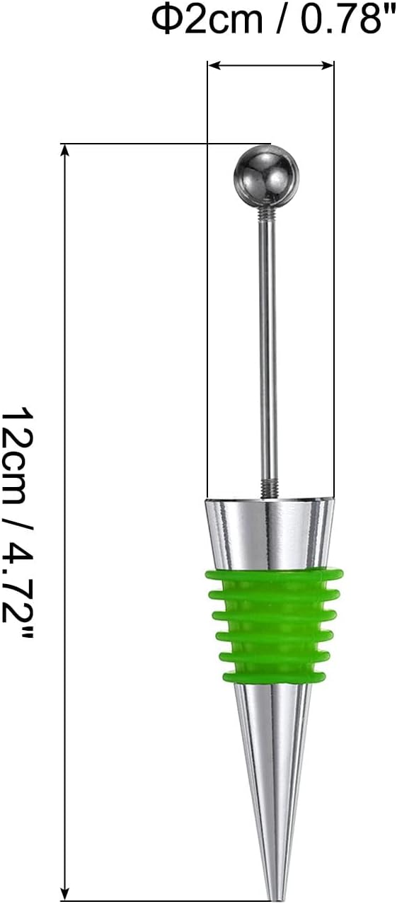 uxcell 10 Pcs Bead Wine Bottle Corks, Wine Stopper Cork, Wine Stopper, Reusable Wine Bottle Corks Sealing Plug Bottle for Beverage Holiday Party Bar,Silver/Green