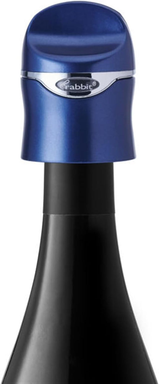Rabbit Champagne and Wine Sealer | Stainless Steel Wine Bottle Preserver | Reusable Beverage Stopper | Wine Saver Accessory Gift | Fits Standard Wine Bottles | 2.36 in x 1.77 in (Blue)
