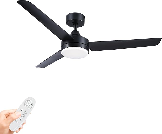 Black Ceiling Fans with Lights and Remote Control,Modern 52 Inch Ceiling Fans with Lights and 6-Speed Modes -Adjustable Dimming - DC Motor - Perfect for Living Room, Bedroom,Dining Room