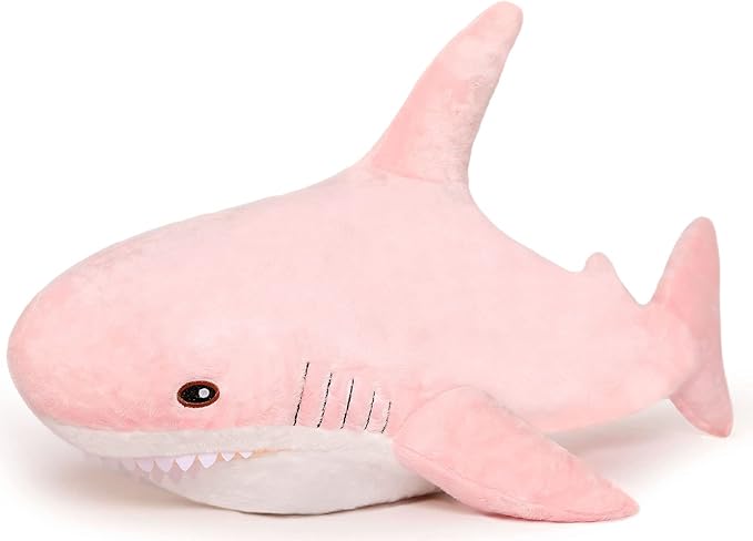 MorisMos Pink Shark Plush Toy, 40in Stuffed Animal, Giant Shark Stuffed Toy for Kids, Cuddly Plush, Birthday, Christmas Gift