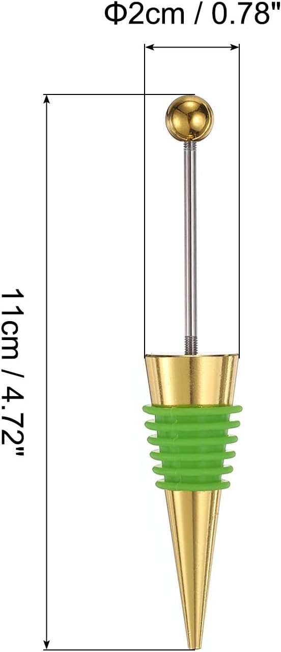 uxcell 10 Pcs Bead Wine Bottle Corks, Wine Stopper Cork, Wine Stopper, Reusable Wine Bottle Corks Sealing Plug Bottle for Beverage Holiday Party Bar,Gold/Green