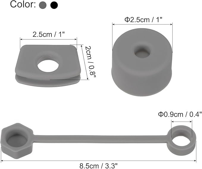 PATIKIL Silicone Spill Stopper for Straw Cup 1.0 2.0 40oz/ 30oz, Set of 9 Tumbler Accessories Including 3 Straw Cover Cap, 3 Square Spill Stopper and 3 Round Leak Stopper, Black/Grey