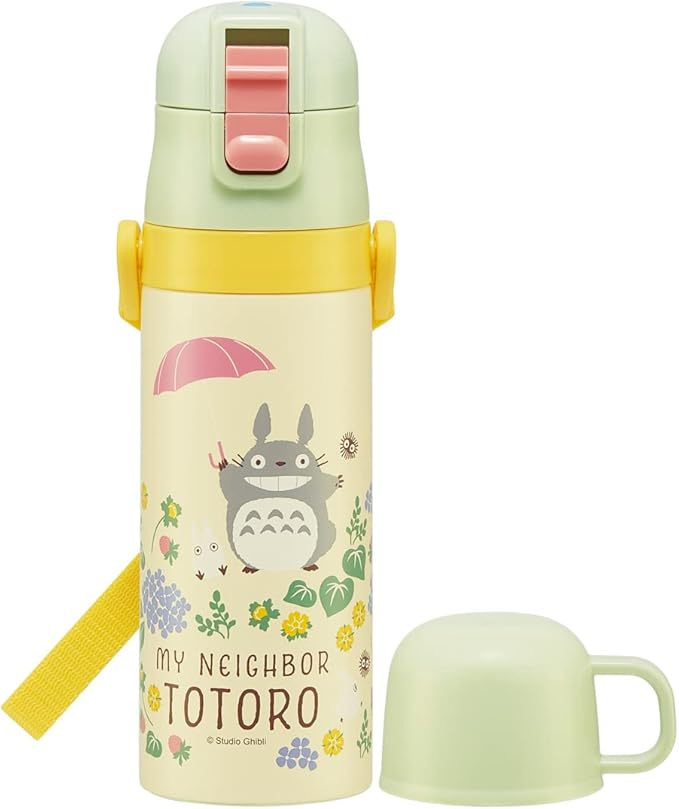 Skater SKDC4-A Children's 2-Way Stainless Steel Water Bottle with Cup, 15.2 fl oz (430 ml), My Neighbor Totoro, Ghibli Girls
