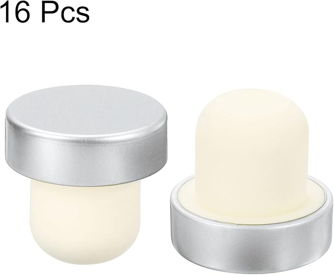 uxcell 16Pcs T-shaped Stoppers, 0.79inch Dia Cork Wine Stopper Reusable Wine Bottle Corks Sealing Plug for Wine Beer Beverage Bottle Crafts, Silver