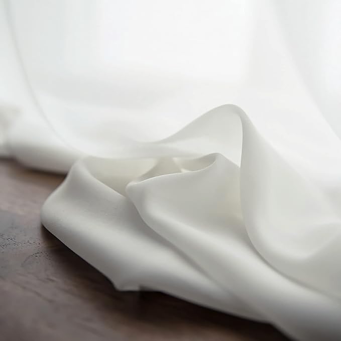 Fragrantex Beige Sheer Scarf Valance Window Curtain Soft Chiffon Extra Long Canopy Bed Curtains Panel for Kids Room Living Room,Swag Valance Wedding Arch Backdrop Curtain 52W x 256L,1 Panel