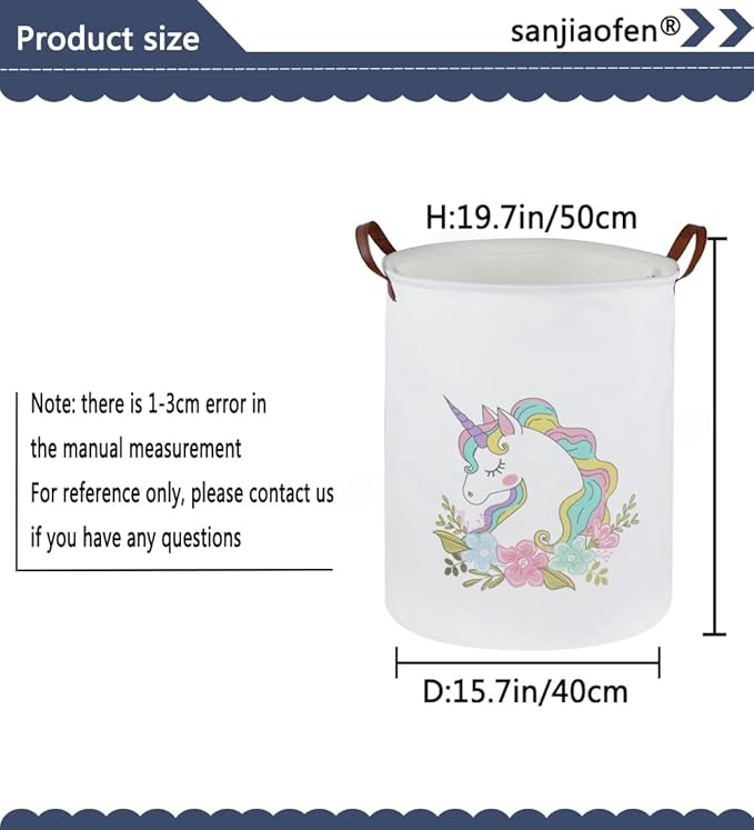 Unicorn Laundry Basket,Kids Unicorn Hamper for Girls Room Decor,Baby Girls Dirty Clothes Hamper,Nursery Hamper for Bedroom Decor,Gift Basket(Colorful Unicorn)