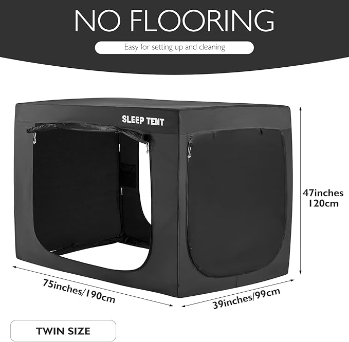 Bed Tent Twin Size Blackout Privacy Indoor Bed Canopy for Adults Sleeping Tent 75% Light Breathable(Mattress Not Included)