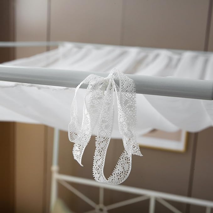 Canopy Bed Curtains for Top of Bed, White Princess Sheer Bed Canopy, Bed Scarf Valance for Girls (Queen, White)