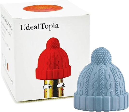 Silicone Wine Bottle Stopper, Reusable Wine Saver to Keep Wine Sealed/Fresh, Fun Wine Stoppers with Knitted Hat Design, Great Choices for Wine Lovers - Standard Bottles Are Applicable(Blue)