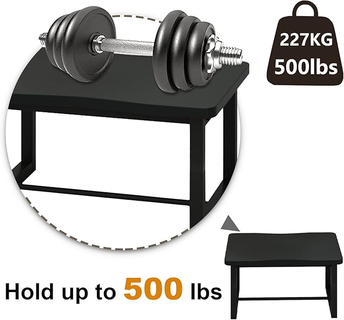 Wooden Step Stool with 500 Pounds, Wide Bed Step Stool for Adults,Black Wood Step Stool for Kitchen, Bedroom, Living Room, Bathroom