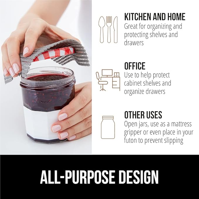 Gorilla Grip powerGRIP Drawer Shelf and Cabinet Liner, Thick Strong Hold, Non-Adhesive Liners Protect Kitchen Cabinets and Cupboard, Bathroom Drawers, Easy Install, Breathable Mat, 20" x10', Gray