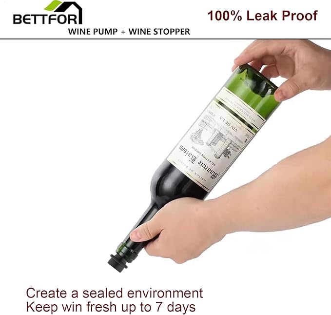 Wine Saver Pump with 8 Vacuum Wine Stoppers, Wine Bottle Stoppers with Food Grade Silicone Leak proof Keep Fresh Suitable for All Standard Wine Bottles