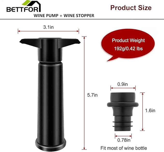 Wine Saver Pump with 8 Vacuum Wine Stoppers, Wine Bottle Stoppers with Food Grade Silicone Leak proof Keep Fresh Suitable for All Standard Wine Bottles