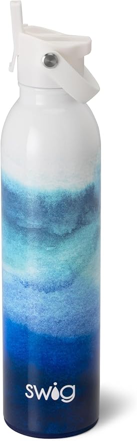 Swig Life 26oz Insulated Water Bottle, Travel Water Bottle with Straw and Lid, Cup Holder Friendly Water Bottles, Stainless Steel Water Bottle, 26 oz Tumbler, Reusable Water Bottle with Lid (Sapphire)