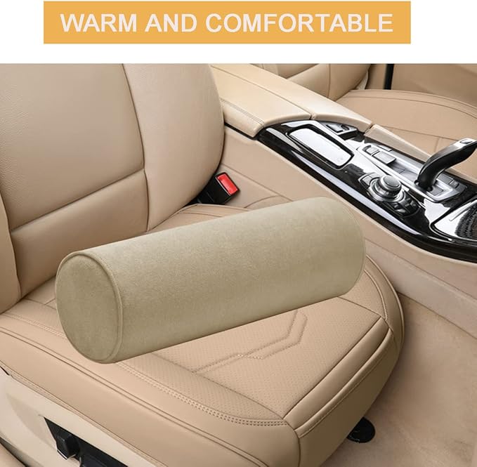 Cylinder Round Memory Foam Support Pillows 17.8X6 Cervical Neck Roll Pillow with Pillowcase Soft, Comfortable and Breathable for Sleeping, Chair, Car, Sofa,Travel Light Coffee