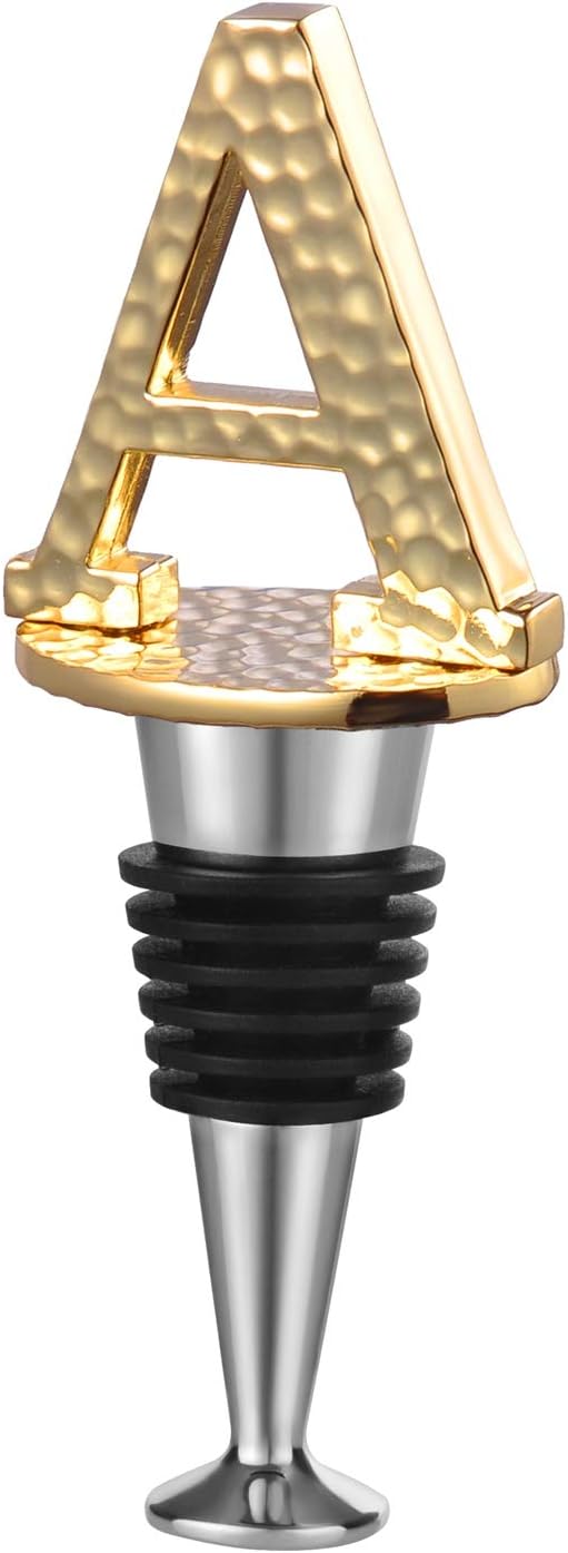 Miicol Wine Stopper, Prosecco Stopper, Wine Bottle Stopper, Personalised Champagne Stopper, Gold Wine Accessories, Wine Lovers Gift, Monogram Gift, Letter A