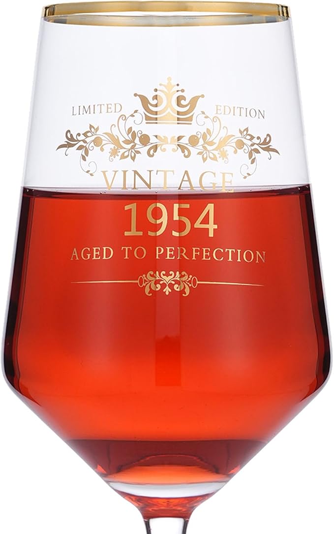 MOMRNTAIL Vintage 1954 70TH Birthday Goblet Gifts, 16OZ Goblet Wine Glass, 70 Year Old Birthday Decorations For Women men, Funny 70 Bday Gifts Idea For Friends, Sister,Dad, Mom - Turning 70 Present