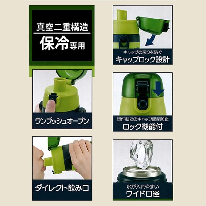 Skater SDPV5-A Children's Stainless Steel Water Bottle, Direct Drinking, 16.2 fl oz (480 ml), Totoro, Light Weight Type, For Girls, Cold Insulation, 3D Printed Waterbottle, Sports Bottle, Cute, Kids,