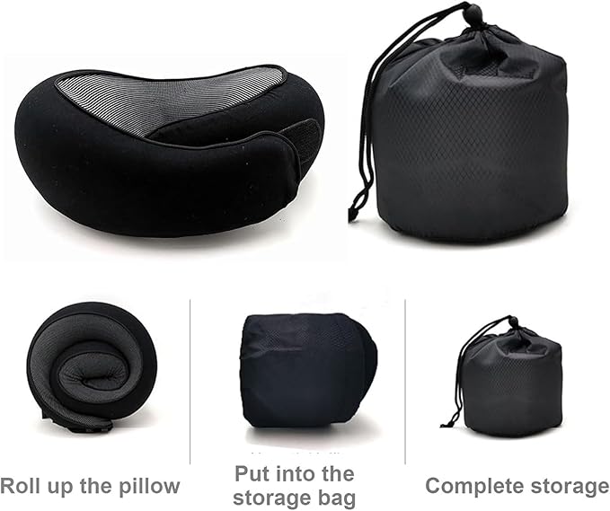 Travel Pillows for Airplanes,2024 New Travel Pillow,Travel Neck Pillow Neck Pillow Airplane Memory Foam Travel Pillow Neck Pillow for Traveling Suitable for Airplanes,Offices and Cars(Black)