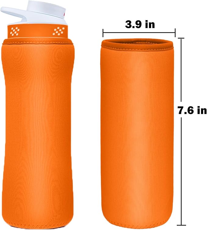 Water Bottle Sleeve Compatible with Cir-kul Water Bottle - 2 Pcs Sleeve Compatible with Cir-kul Plastic 22oz & Stainless Steel Bottle - Insulated Cover for Retaining Temperature (Orange-2p-22oz)