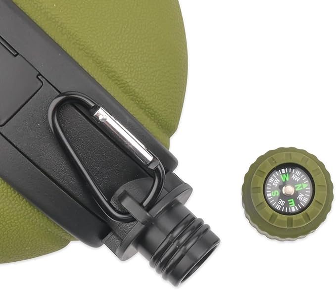 Collapsible Water Bottle 19.8 oz,Silicone Foldable Canteen Kettle,Water Jug with Compass for Outdoor Camping,Hiking, Backpacking,Traveling (Green)