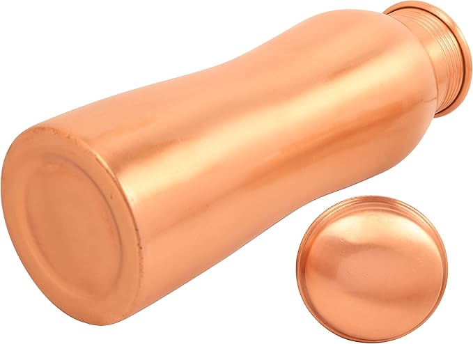Pure Copper Water Bottle - Handcrafted - Ayurveda health benefits - Large 25.36 oz - Leak proof, Easy to carry for Sports, Fitness, Yoga, School - Natural Copper Finish