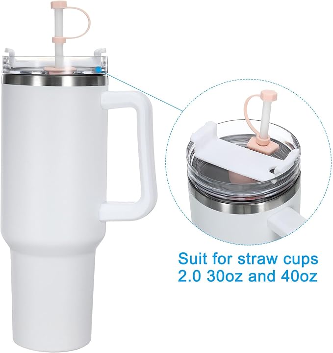 PATIKIL Silicone Spill Stopper for Straw Cup 1.0 2.0 40oz/ 30oz, Set of 9 Tumbler Accessories Including 3 Straw Cover Cap, 3 Square Spill Stopper and 3 Round Leak Stopper, Black/Pink