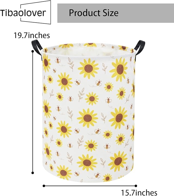 Sunflower Kids Laundry Basket Baby Hamper Sunflower Toy Storage Bin for Boys Room Decor Baby Nursery Hamper Gift Baskets for Bedroom Bathroom(Sunflower)
