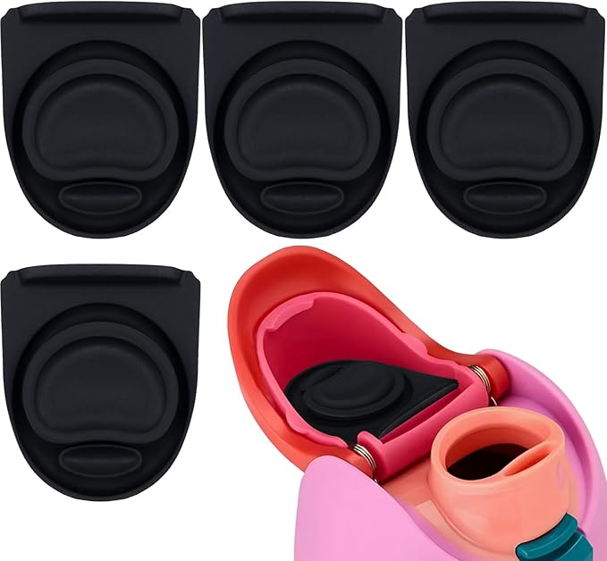 4Pcs Replacement Stopper Compatible with Owala FreeSip 19/24/32/40oz, Bottle Top Lid Stopper,Silicone Seal Bottle Cap Mouth Stopper Gasket, Replacement Parts for Owala 24oz 32oz, Black