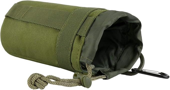 IronSeals Adjustable Tactical Water Bottle Pouch Foldable MOLLE Water Bottle Holder Drawstring Open Top Travel Water Bottle Bag