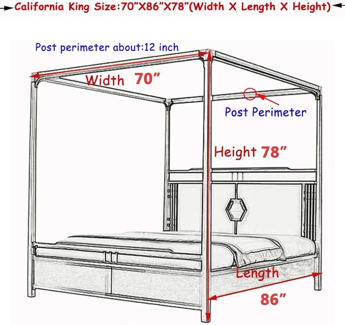 Elegant Lace Princess 4 Corner Post Mosquito Net Romantic for Girls Women Bed Curtain Canopy for Adult Wedding Bedroom Kids Rooms Decoration (Coffee, California King)
