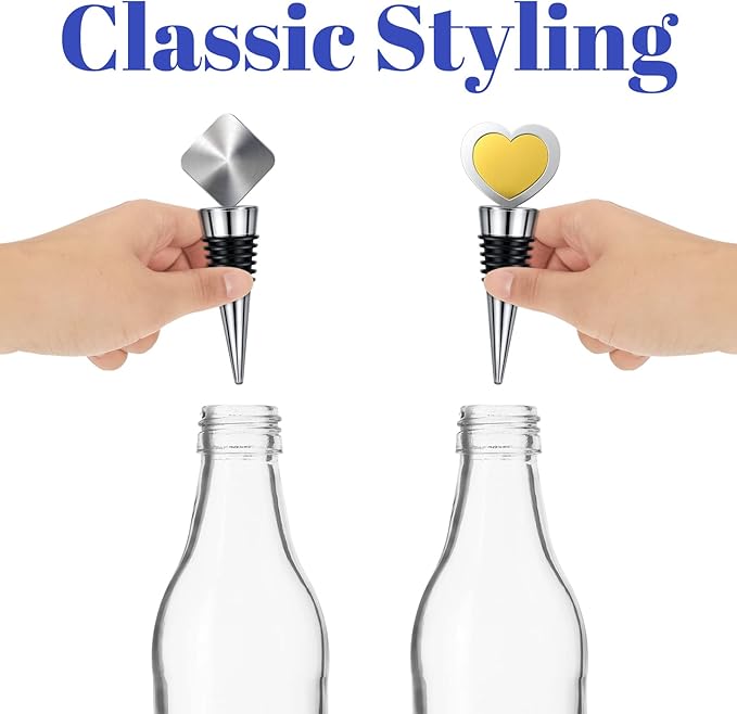 6 Pieces Metal Bottle Stopper 16 x 3/8 Blank Stainless Steel Wine Bottle Stopper Kit Reusable Wine Saver Corks Chrome Bottle Stopper Set Hardware for Wedding Wine Party Bar Turning