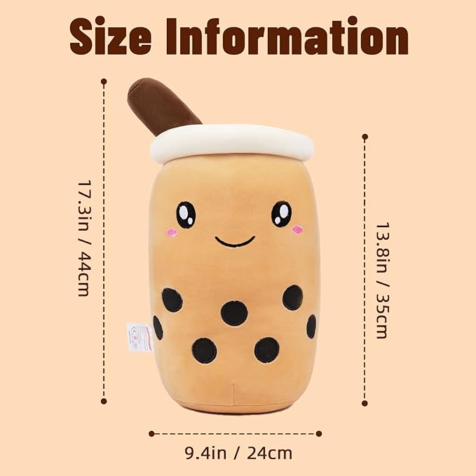 Niuniu Daddy Boba Plush 20in Large Kawaii Plushies Bubble Tea Jumbo Cute Squishy Pillow Soft Stuffed Animal for Kids/Girls/Boys