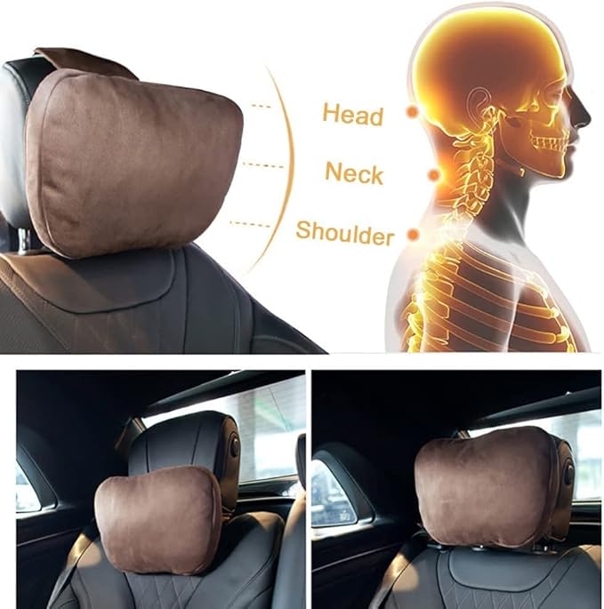 2Pcs Car Neck Pillows for headrests,for Travel Interior Accessories and Suede Support Head Pillows,Balance Neck Pillow Designed to Relieve Neck Pain and Muscle Tension.(Black)