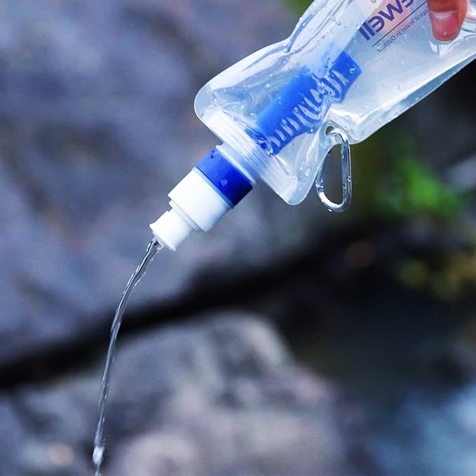 Collapsible Water Filter Canteens for Hiking, Water Bag/Bottle with Filter, Squeeze Water through a Filter, Lightweight, BPA Free, Leak Proof, Emergency Preparedness