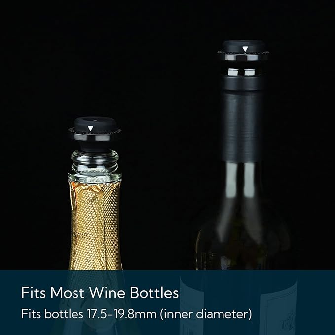 KITCHENDAO Wine Saver Pump with Sound Indicator,4 Vacuum Wine Stoppers and Storage Box,Reusable Wine Stoppers Preserver to Keep Wine Fresh,Ideal Wine Accessories Wine Preserver(Black)