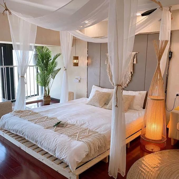 Fragrantex White Sheer Canopy Bed Curtain Scarf Chiffon Fabric for Draping Extra Long Window Scarf Valance for Living Room Outdoor Wedding Party Decor,52" Wx256 L 7 Yards,1 Panel,Soft White