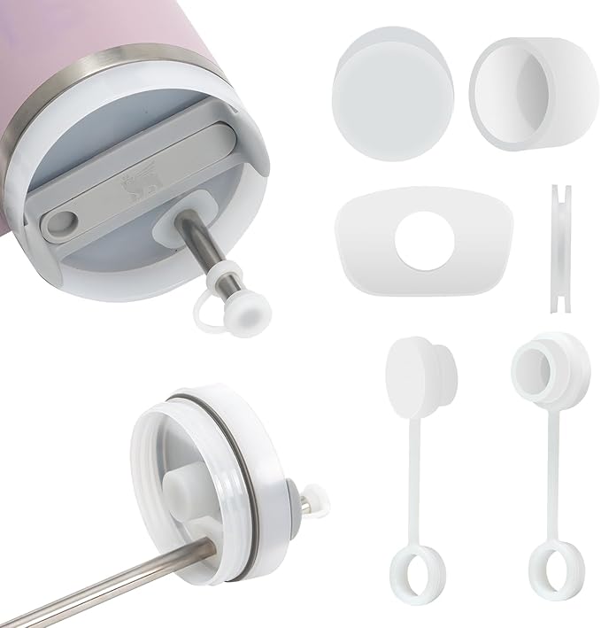 Silicone Spill Stopper Set of 4, Compatible with Cup 2.0 40oz, Tumbler Accessories, Including 4 Straw Cover Cap, 4 Square Spill Stopper and 4 Round Leak Stopper