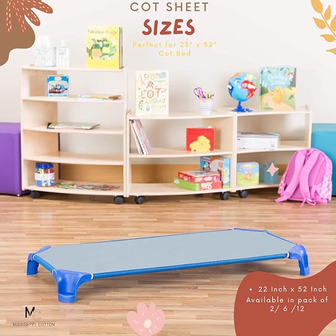 Pack of 6 Cot Sheet for Daycare Preschool Cot Bed -Polyblend Fabric with Corner Elastic Cots Sheets Fits On 22" X 40" Inches Size Toddler and Preschool Daycare Cot Dark Grey 22 X 40 Size