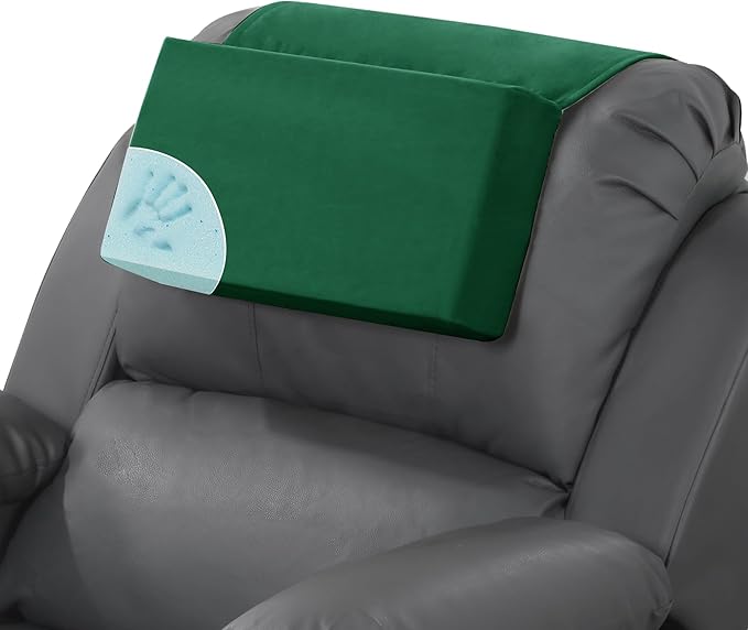 MABOZOO Head Pillow for Recliner Chair with Pocket,Headrest Cushion for Neck Pain Relief and Cervical Support,Recliner Head Pillow for Travel Home Recliner Sofa Armchair(Green)