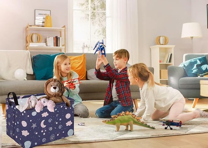 Toy Box Chest Kids Hamper Gift Storage Basket Collapsible Baby Organizer Bin for Girls Boys Bedroom Nursery Living Room Dorm Office Closet Shelf